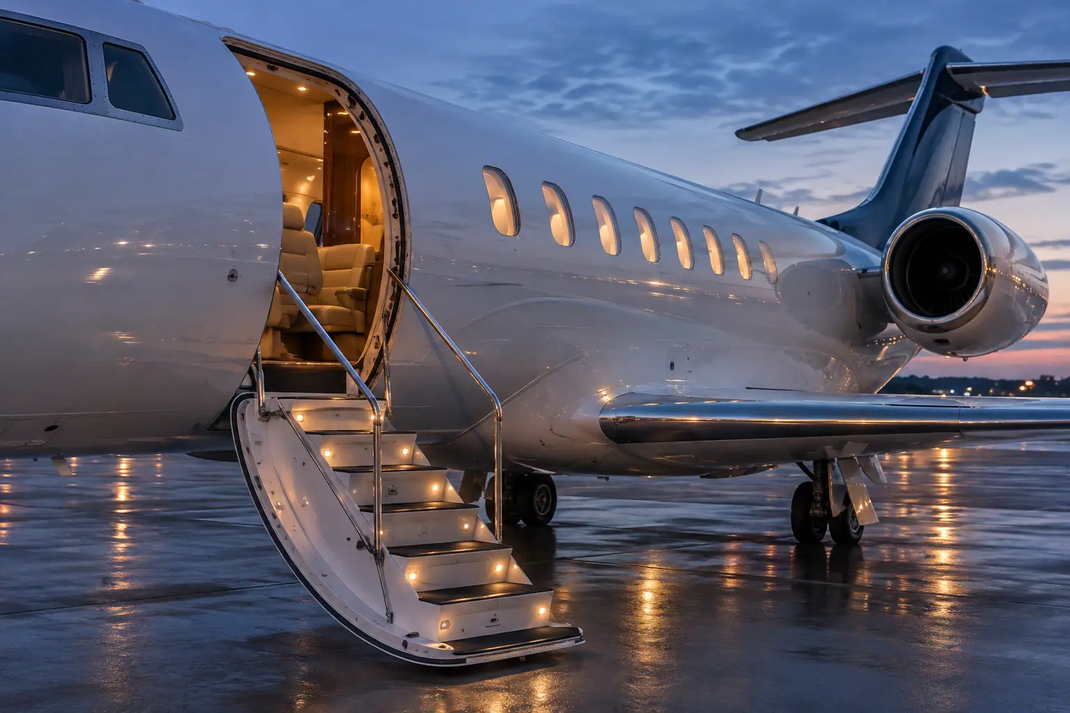 Open airstair of a private jet