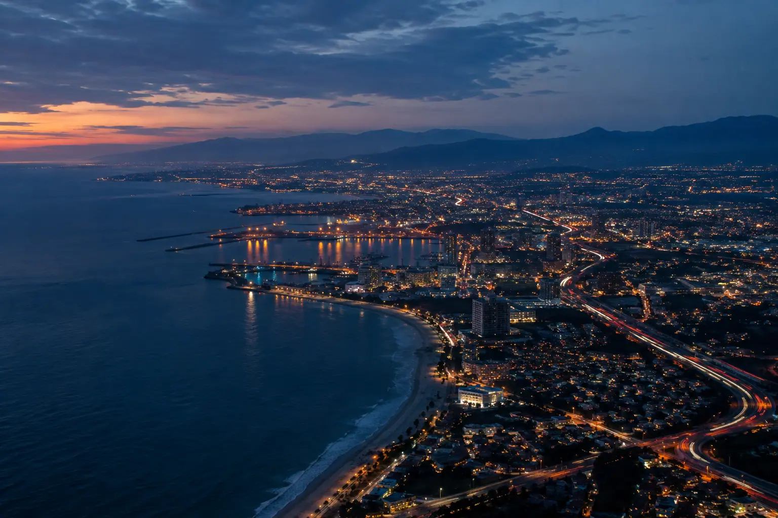 San Diego at night from above
