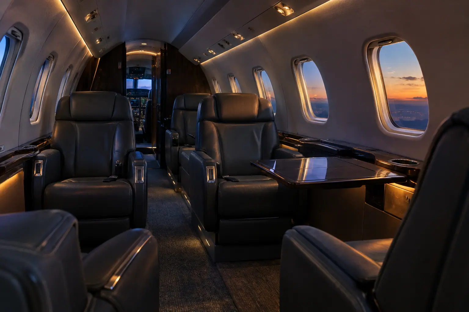 Midsize jet cabin interior