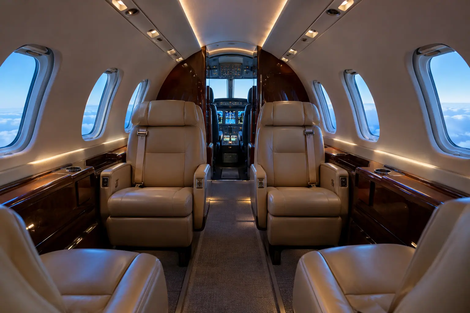 Light jet cabin interior