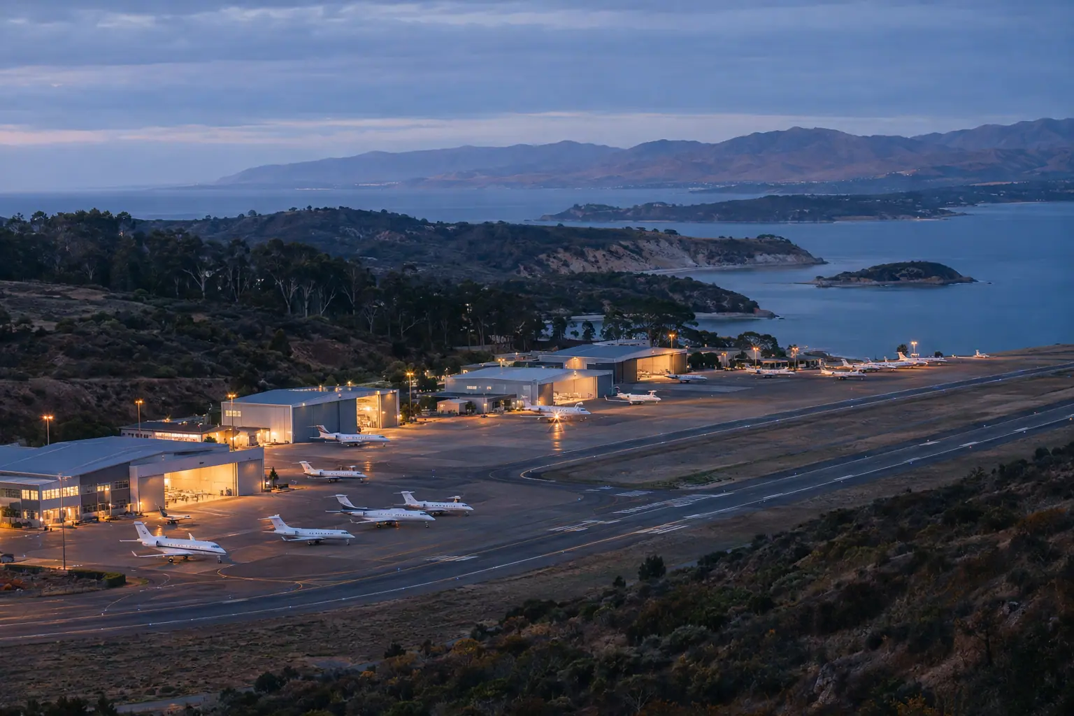 Business aviation ramp near San Diego