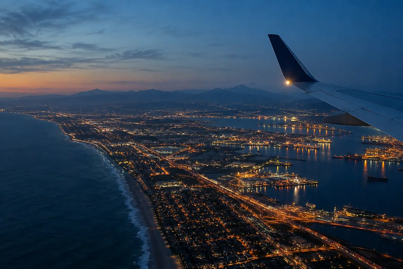 San Diego lights seen from a private jet