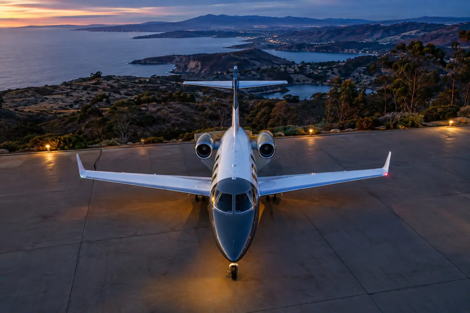 Light jet waiting on an empty ramp